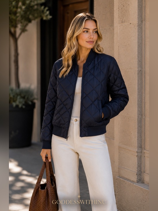 Aritzia Jackets & Blazers - 330. TNA ARITZIA | League Jacket Navy Blue Down Filled Puffer Bomber | Size L